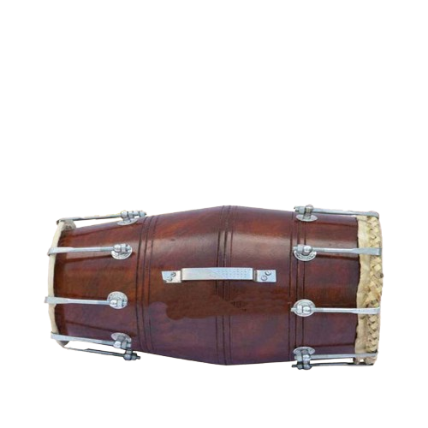 Mango Wood 21 inch Nal Dholak Dholki dhol with Nut Bolt Tuning - Brown Finish carrey bag free - Image 3