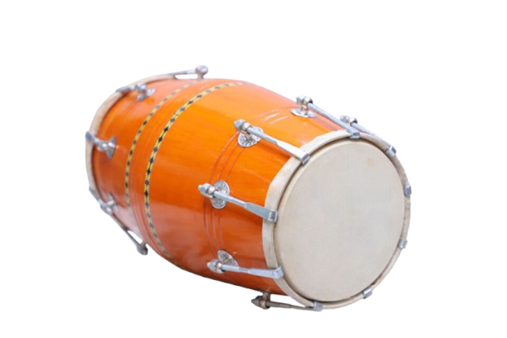 Mango Wood 17 inch Dholak with carry bag - yellow Finish - Image 4