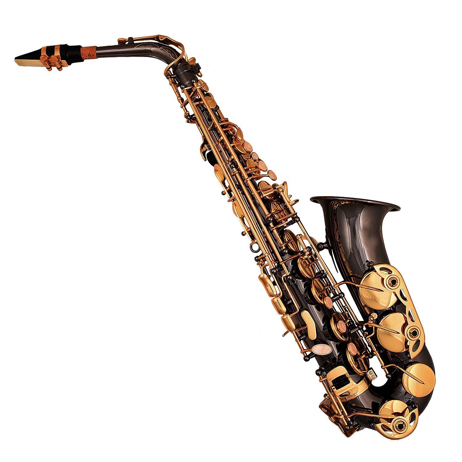 Professional Alto Saxophone Black Gold, Leather Case, Mouthpiece, Polishing Cloth, Cleaning Rod And White Gloves - Image 2