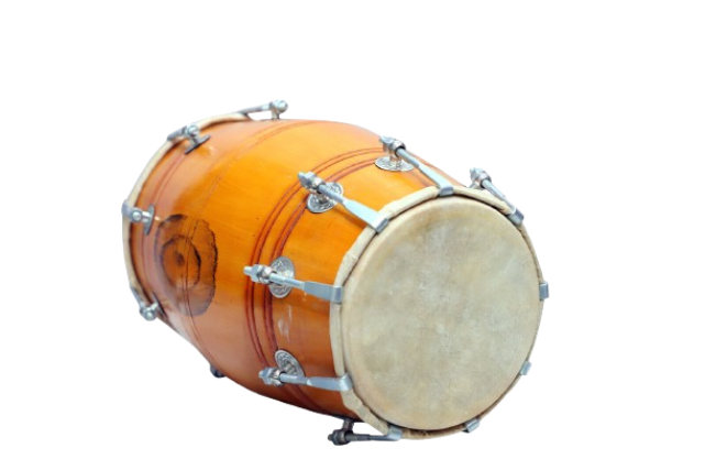 17 inch Mango Wood Dholak with carry bag - yellow Finish - Image 3