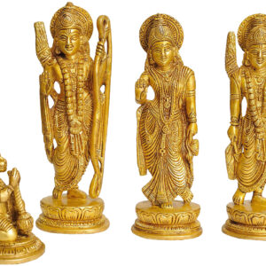 Brass Ram Darbar Idol Set with Hanuman Ji – Handcrafted Religious Statue