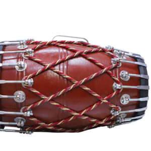 Professional Wooden Dholak with Nut Bolt Tuning - Brown Finish