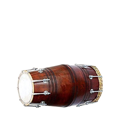 Professional 17 inch teak wood Dholak Dholki dhol with Nut Bolt Tuning - Brown Finish carrey bag free - Image 3