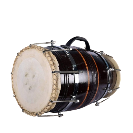 Professional 17 inch Dholak Dholki dhol with Nut Bolt Tuning - Black Finish carrey bag free - Image 3