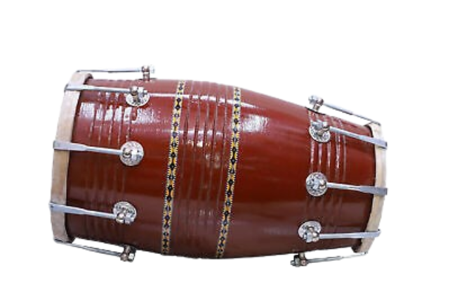 17 inch Mango Wood Dholak with carry bag - brown Finish - Image 4