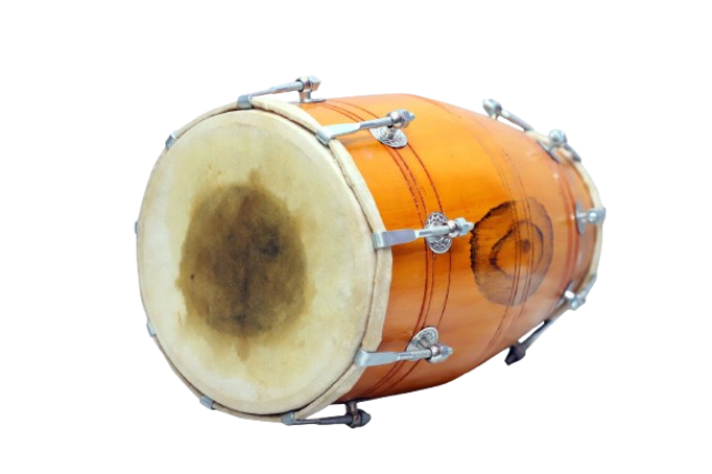 17 inch Mango Wood Dholak with carry bag - yellow Finish - Image 4