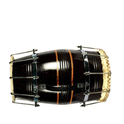 Professional 17 inch Dholak Dholki dhol with Nut Bolt Tuning - Black Finish carrey bag free - Image 4