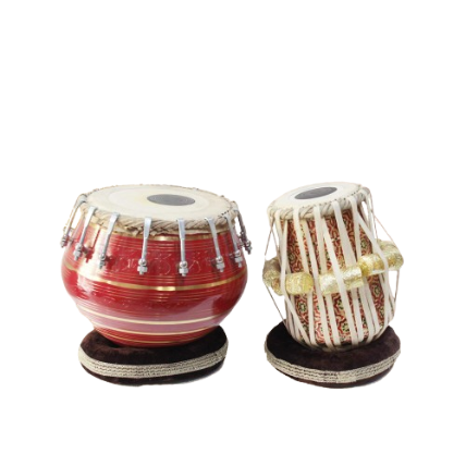Beginner students Rose Wooden Tabla Set with Red Steel Bayan - Handcrafted carry bag free