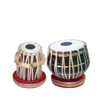 Beginner students Rose Wooden Tabla Set with multi Colour Steel Bayan - Handcrafted carry bag free