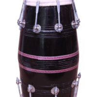 Mango Wood 17 inch Dholak with carry bag - Multi black Finish