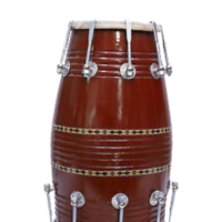 17 inch Mango Wood Dholak with carry bag - brown Finish