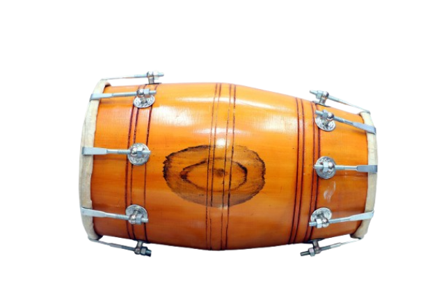 17 inch Mango Wood Dholak with carry bag - yellow Finish - Image 5