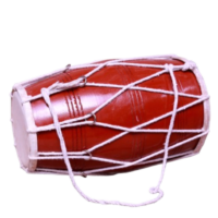Mango Wood 17 inch Dholak with carry bag - Brown Finish