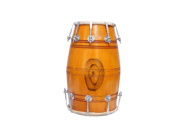 17 inch Mango Wood Dholak with carry bag - yellow Finish