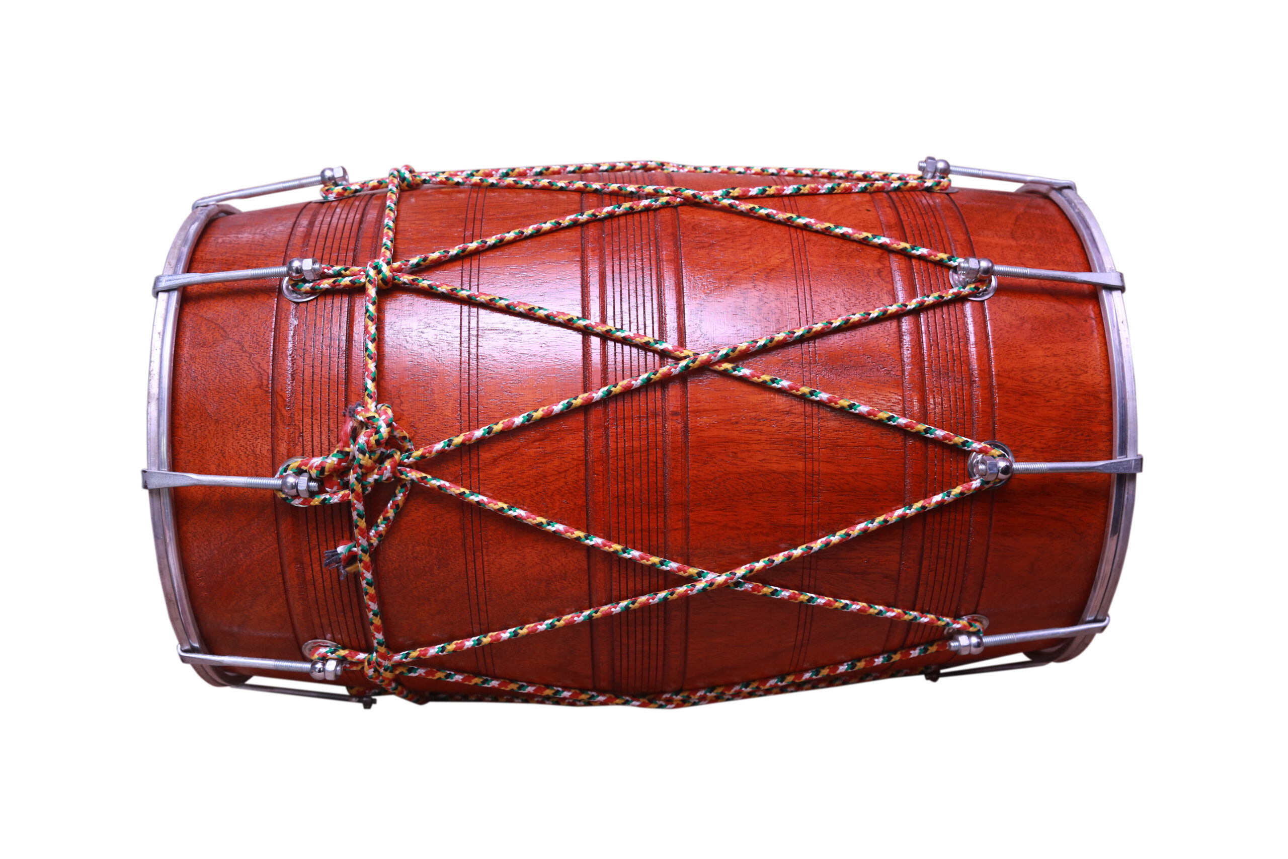 Professional Wooden Punjabi Dhol with Rope & Nut Bolt Tuning