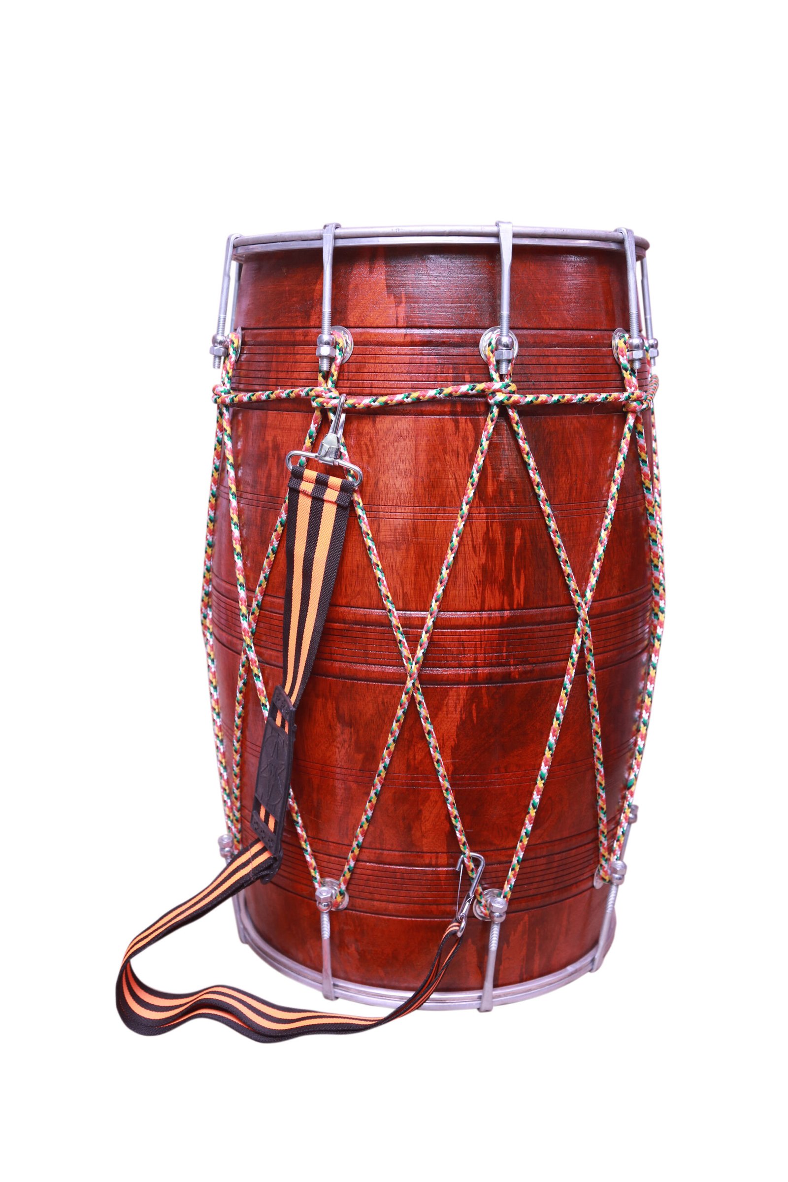 Teak Wood 24 inch punjabi dhol with Nut Bolt Tuning - Brown Finish carrey bag free - Image 2