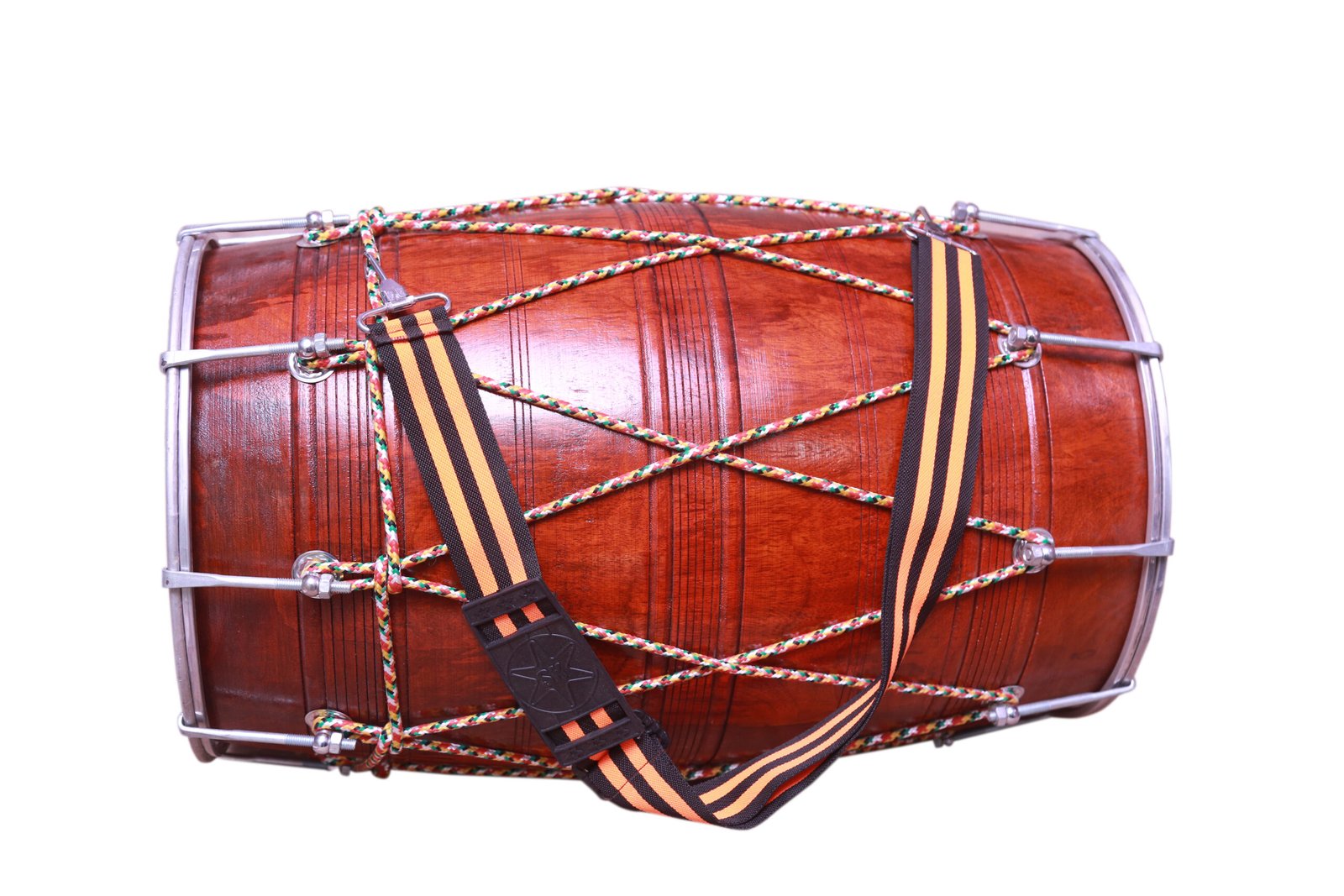 Teak Wood 24 inch punjabi dhol with Nut Bolt Tuning - Brown Finish carrey bag free - Image 6