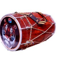 Teak Wood 24 inch punjabi dhol with Nut Bolt Tuning - Brown Finish carrey bag free