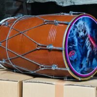 Teak Wood 24 inch punjabi dhol with Nut Bolt Tuning carrey bag free