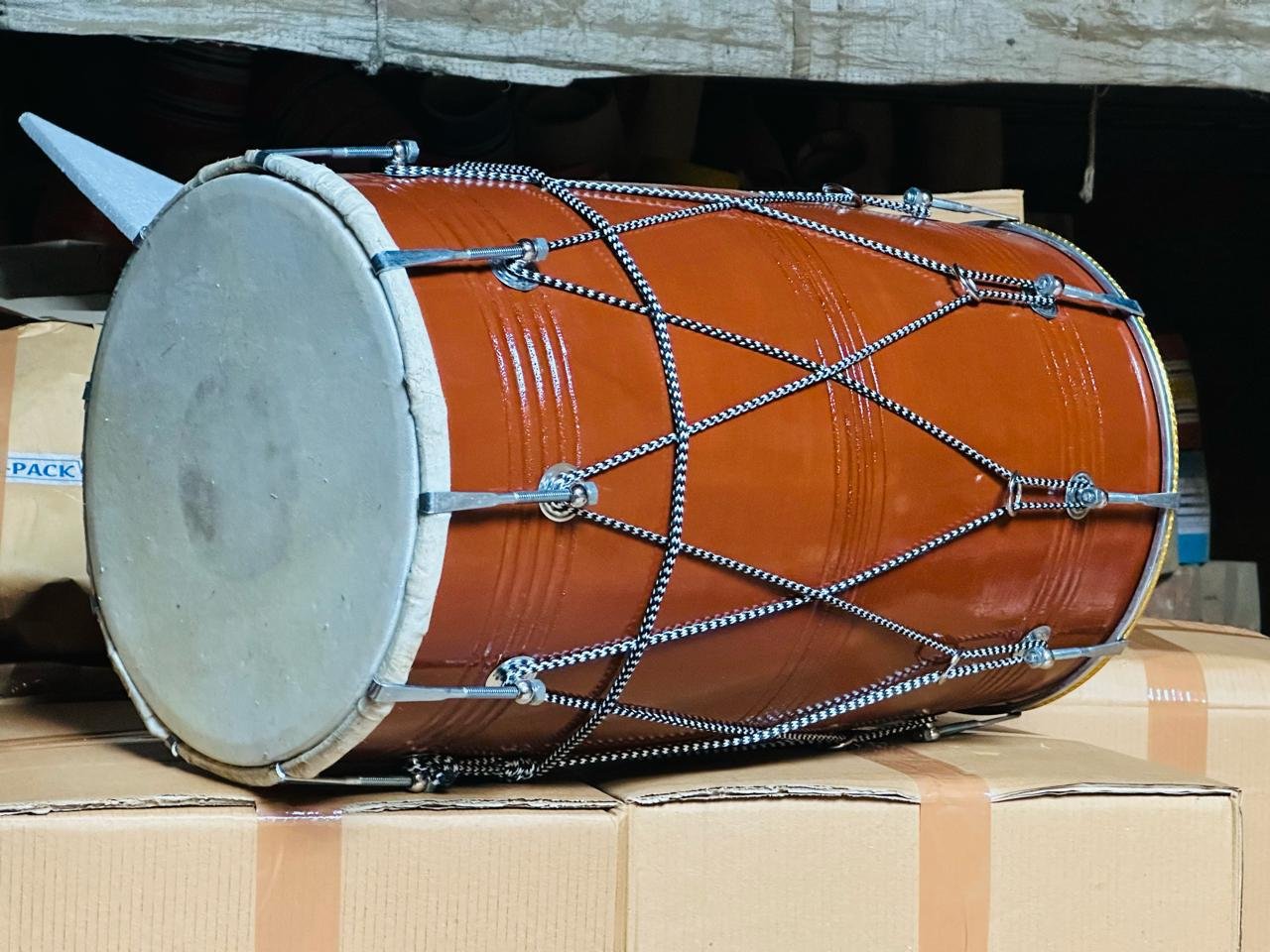 Teak Wood 24 inch punjabi dhol with Nut Bolt Tuning carrey bag free - Image 4