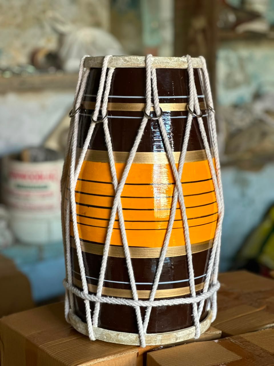 17 inch Mango Wood Dholak with carry bag - - Image 2