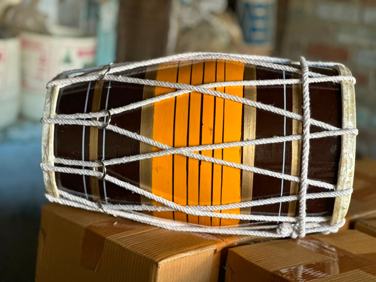 17 inch Mango Wood Dholak with carry bag -