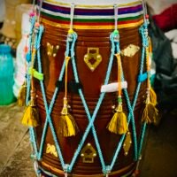 Teak Wood 24 inch Punjabi Dhol with Nut Bolt Tuning carrey bag free