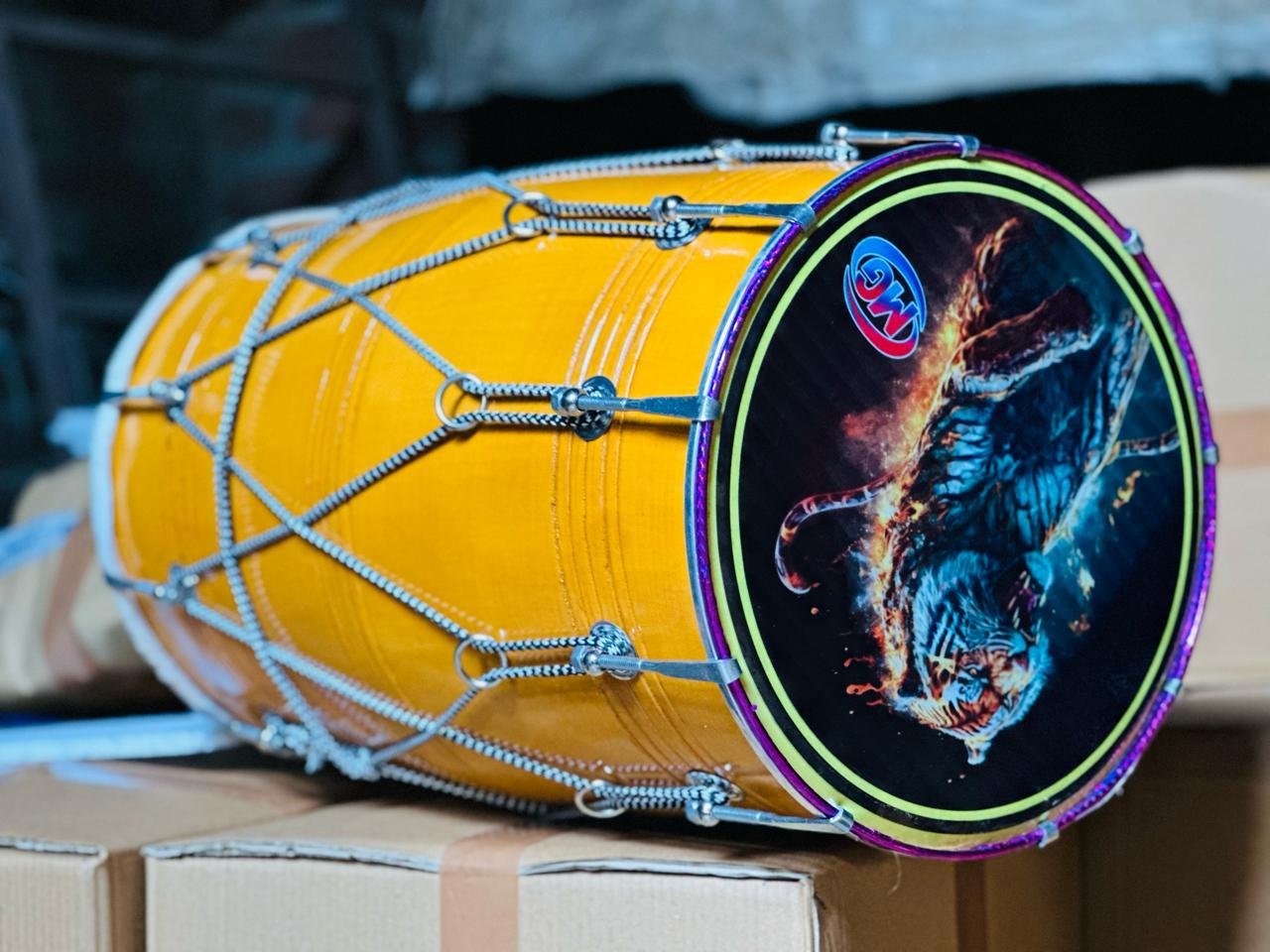 Teak Wood 24 inch punjabi dhol with Nut Bolt Tuning carrey bag free - Image 2